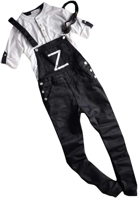 Amazon Beibang バイバン オーバーオール メンズ ロング丈 サロペット デニムパンツ オールインワン 英字プリント スリム 着痩せ ストリート系 春物 ショートパンツ 通販