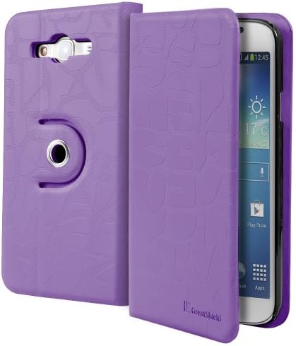 GreatShield VOGUE Series Revolving Leather Flip Case for Samsung Galaxy Mega 5.8 / i9152 (Purple)