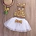 Toddler Baby Girls Gold Sparkle Sequins Design Tops Tutu Skirt and 3 Pcs Outfit Set (12-18 Months, White)