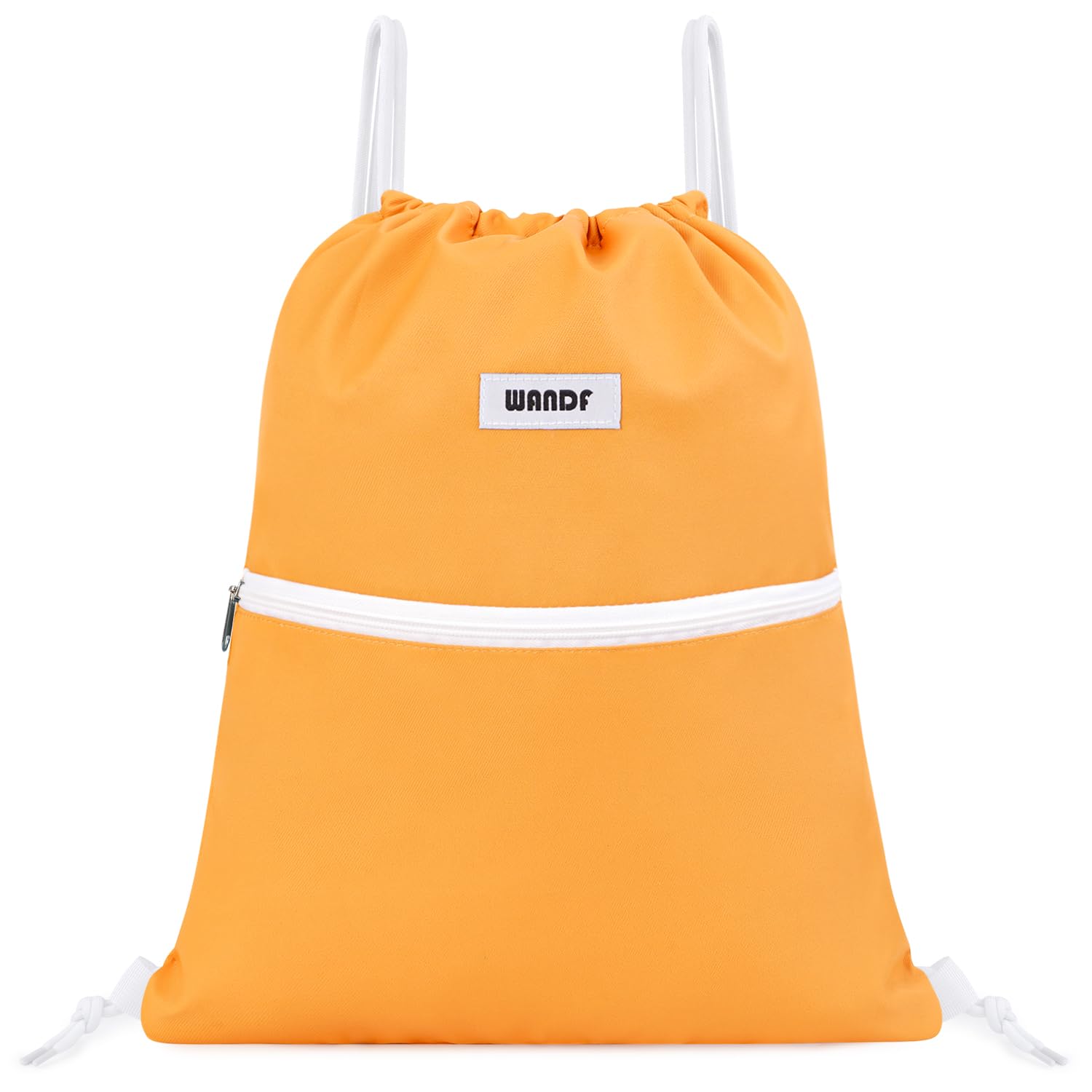 WANDF Drawstring Backpack String Bag Sackpack Cinch Water Resistant Nylon for Gym Shopping Sport Yoga (Orange)