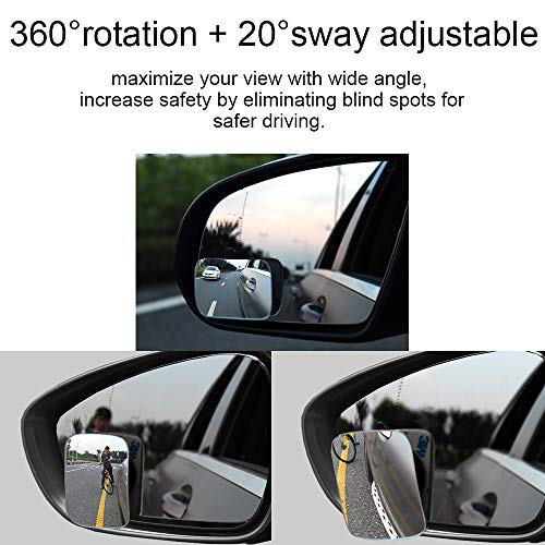 Blind Spot Mirror for Cars LIBERRWAY Blind Side Mirrors HD Glass Side Mirror Blind Spot Frameless Convex Rear View Mirror for Car, SUV Stick on Design - Thumbnail 3