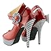 SHOW STORY Wine Red Flower Ankle Strap Stripe Stiletto High Heel Platform Pumps,LF30404RD40,9US,Red
