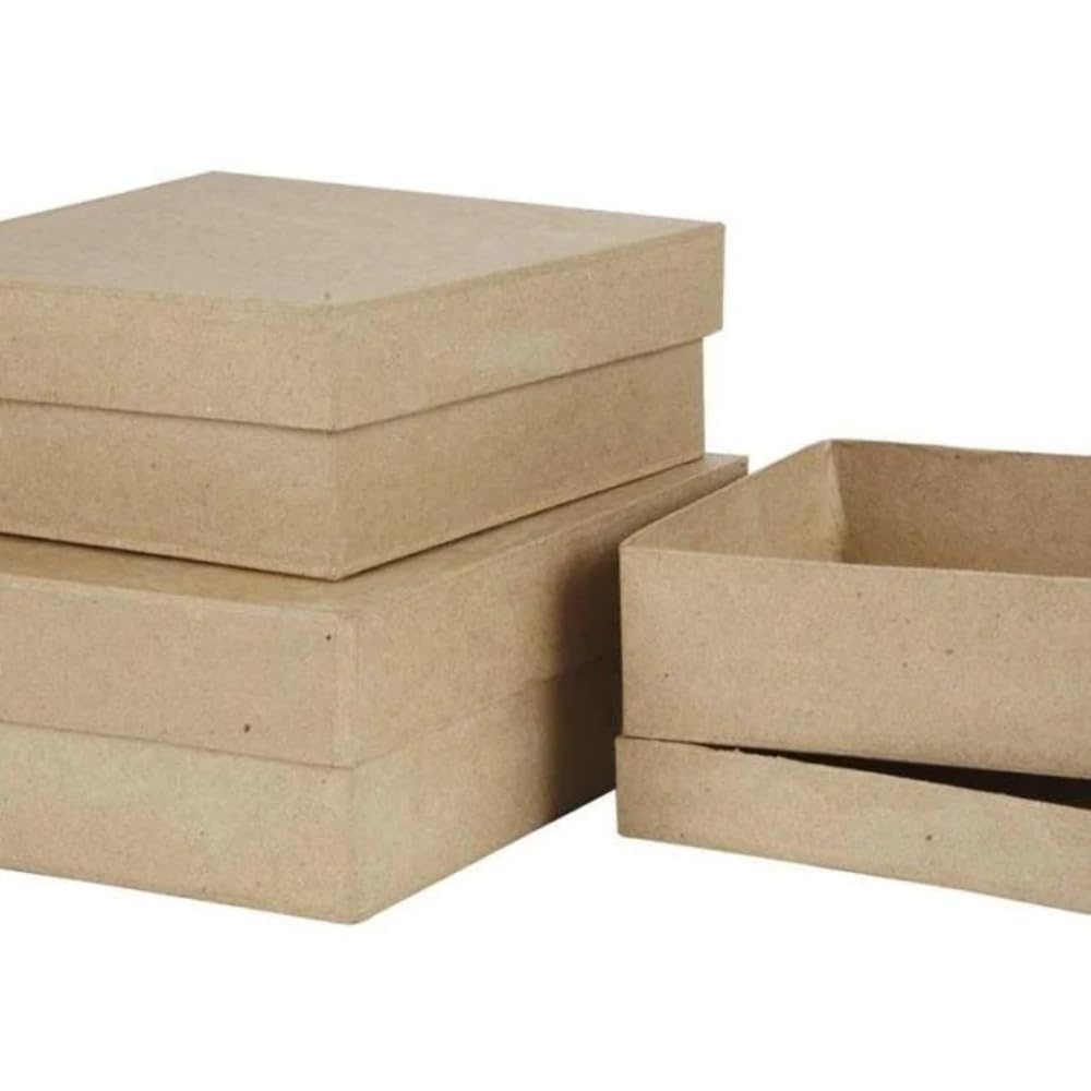 Square Boxes, size 16+18+20 cm, 3asstd