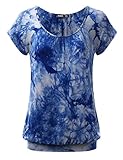 TWINTH Women's short sleeve solid top sweetheart tie dye of Ombre