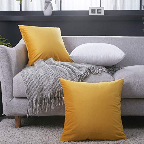 JUSPURBET Velvet Pillow Covers 16x16 Inches,Pack of 2 Throw Pillow Covers for Sofa Couch Bed,Decorative Super Soft Throw Pillow Cases,Gold - Thumbnail 7