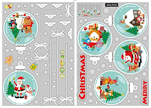 image for AMS 197 Pieces Christmas Decoration Baubles Snowflakes PVC Window Clin