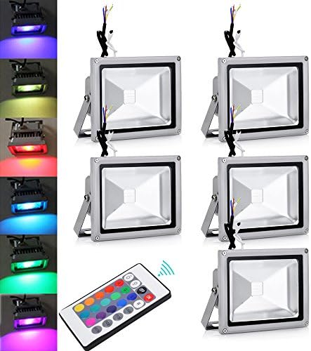 5X20W RGB LED Flood Lights, Colour Changing LED Security Light, Waterproof LED Floodlight. Wall Washer Light (5 * 10W)