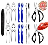15 Pcs Seafood Tools Set - 4 Crab Crackers, 4