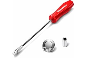 Powerbuilt Magnetic Oil Drain Plug Remover Tool, Flexible Shaft for Easy Reach, Hex Bit Magnet Adapter, Hold and Remove Plugs