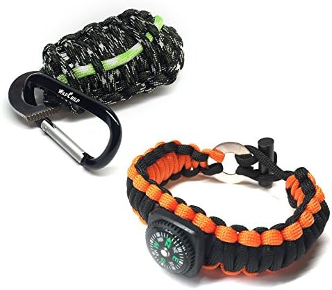 Survival Gear Box -550 Paracord Survival Grenade and BONUS Bracelet- Outdoor Emergency First Aid Tool Kit 19 in 1 Compass, Fire Starter, Emergency Knife, Whistle, Rescue Rope &amp; Food Fishing Gear