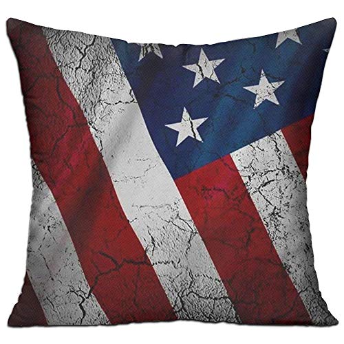 Taichu American USA Flag Crack Cushion Cover Polyester Cover Pillow Case Pattern Zipper Pillowcase for Bedroom - 18" X 18"