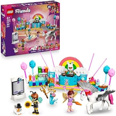 Friends Kostümparty mit Einhorn und Fee - Spielzeug für Mädchen ab 6 Jahren - Bühne, DJ-Pult, 4 Minipuppen, der Katze Churro und Einer Pferdefigur sowie lustigem Zubehör - Geschenkidee - 42661