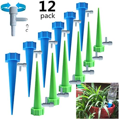 FEMST Plant Self Watering Spikes Bulbs Globes Stakes System Vacation Plant Waterer Nannies Pot Self Drip Irrigation Slow Release Devices Care Your Indoor & Outdoor Home and Office Plants (12pack)
