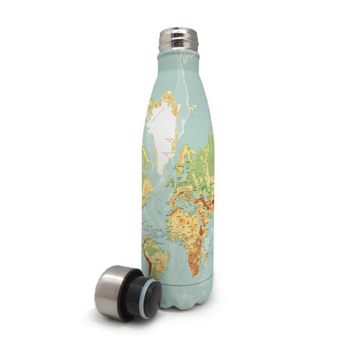 Nerthus Double wall flask for hot and cold liquids. BPA- 500 ml stainless steel, with worldmap design, Original