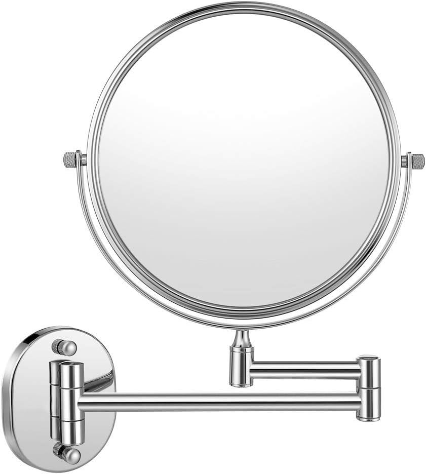 Cozzine Makeup Mirror Wall Mounted with 10X Magnifying, Two Side Vanity Extendable Bathroom Mirror, 10X Magnification Mirror 8 Inch, Chrome Finish