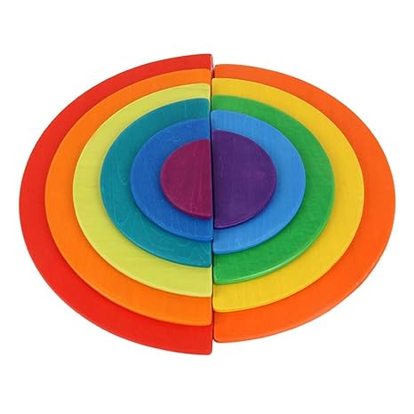 Amazon Com 11pcs Wood Stacker Blocks Toy Semicircle Meniscus
