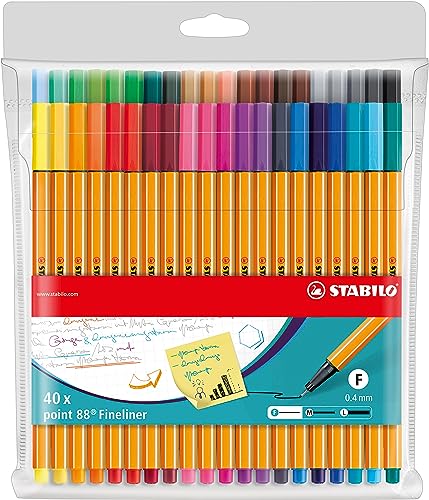 STABILO point 88 - Fineliner - Astuccio da 40 - Colori assortiti
