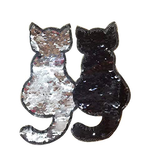 ESHOO Sequin Cat Patches Embroidery Applique Patches for Arts Crafts DIY Decor, Jeans, Jackets, Clothing, Bags - Thumbnail 3