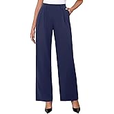 DLOODA Womens Wide Leg Dress Pants Stretchy High Waisted Work Pants Business Casual Office Trousers with Pockets