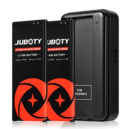 JUBOTY Galaxy Note 4 Battery/2 X 3220mAh Li-ion Battery with Battery Charger for Note 4 N910 N910U N910V N910T N910A N910P/Samsung Galaxy Note 4 Battery Charger Kit(24 Month Warranty)