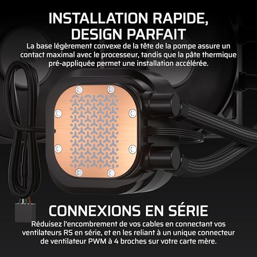 NAUTILUS 240 RS LCD Watercooling pour CPU – Ecran LCD IPS 5.3cm – Radiateur 240mm, Intel LGA 1851/1700, AMD AM5/AM4, Connexions série simples, Inclus 2x RS120 Ventilateurs – Noir