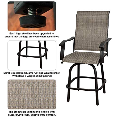 5 PC Swivel Bar Outdoor Stools Bar, Height Swivel Patio Chairs, All