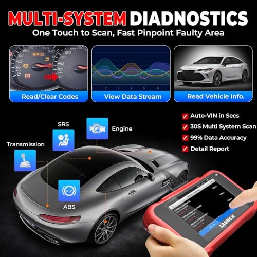 LAUNCH CRP129E OBD2 Car Diagnostic Tool, Car Code Reader, EOBD Tester for ABS, SRS, Engine and Transmission, with Service Functions, for DPF, Oil, EPB, SAS, TPMS, BMS and Throttle Valve Regulation,