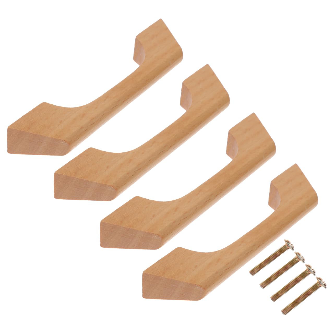 VILLCASE Solid Wood Drawer Handles 4Pcs Set Cabinet Door Pulls for Kitchen Cupboards Wardrobe Furniture 4.7 Inch Wooden Handles with Screws for DIY Hardware