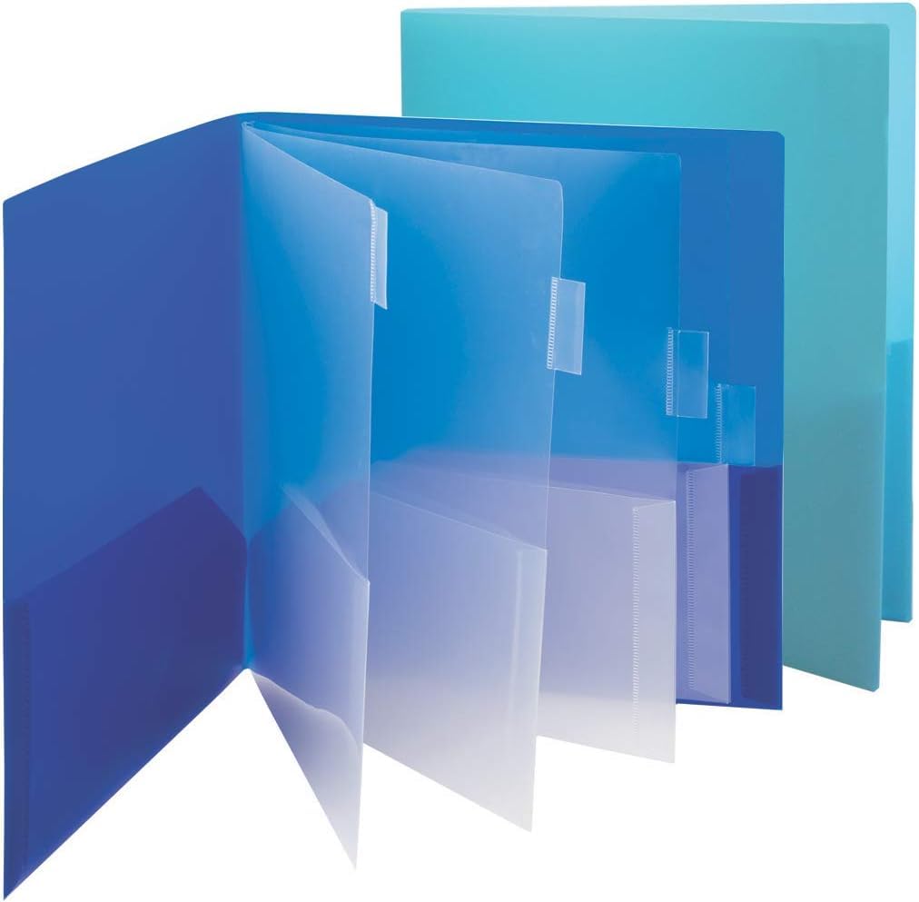 Smead 10-Pocket Organizer, Letter Size, 2 per Pack, 1 Each of Dark Blue and Teal (89204) (Pack of 1)