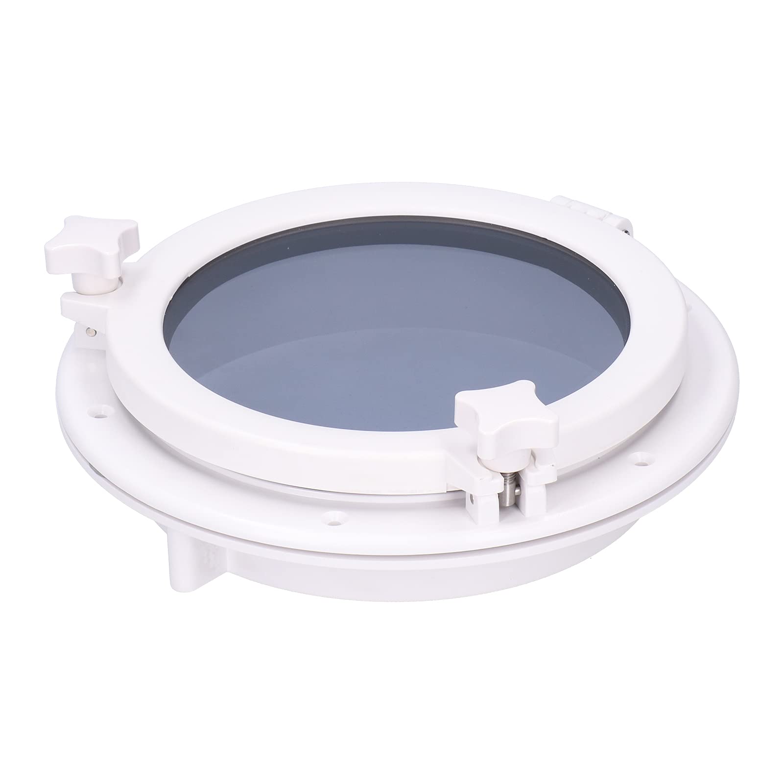 10in Round Portlight Porthole Tempered Glass Opening Window for Marine Boat Yacht RV White