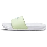 Nike Women's Benassi Just Do It Slide Sandal (White/Glacier Ice-Barely Volt, numeric_8)