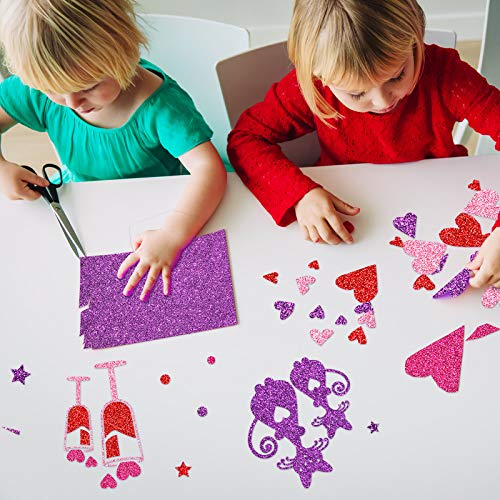 12 Sheets Valentine's Day Glitter Foam Sheets Pink Red Foam Sheet Shiny