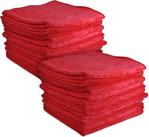 Detailer 365 UItraplush Premium Microfiber Towel (24 Pack, Red)