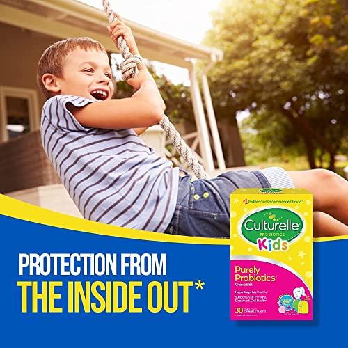 CULTURELLE KIDS CHEWABLE DAILY PROBIOTIC FOR KIDS, AGES 3+, 30 COUNT, #1 PEDIATRICIAN-RECOMMENDED BRAND, NATURAL BERRY FLAVORED DAILY PROBIOTICS FOR DIGESTIVE HEALTH, ORAL CARE & IMMUNE SUPPORT