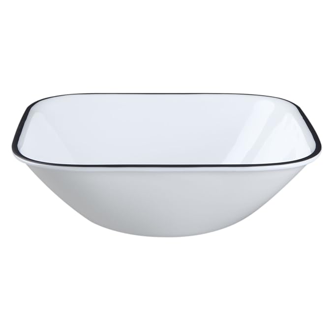 Buy Corelle Black Band Glass Square Curry Bowl Pack of 2, 680ML
