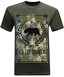 California Republic Camo Army Military Bear Men's T-Shirt - (Large) - Green