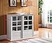 Kings Brand Furniture Holmes White Wood Curio Cabinet with Glass Sliding Doors