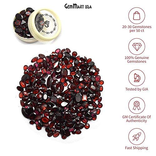 50+ Carats of Real Natural Red Garnet Mix Gemstones Lot in Mixed Shapes and Sizes. Grade A quality, Incredible Wholesale Price. Prepared exclusively by GemMartUSA by Gem Mart Usa