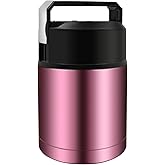 Zalaxt 35oz Soup Thermos, Stainless Steel Thermos for Hot Food, Wide Mouth Food Thermos Jar, Insulated Lunch Container Leak Proof Vacuum Thermal Flask(rosered)