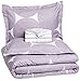 Amazon Basics Lightweight Microfiber Bed-in-a-Bag Comforter 7-Piece Bedding Set, Full/Queen, Purple Mod Dot