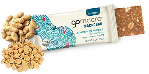 GoMacro MacroBar, Organic Vegan Protein Bar, Peanut Butter, 2.3 oz (Pack of 12)