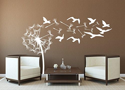 Dandelion Wall Decal Flock Of Flying Vinyl Stickers Decals Art Home Decor Mural Birds Seagulls Decals Flower Nursery Decor Bedroom x129