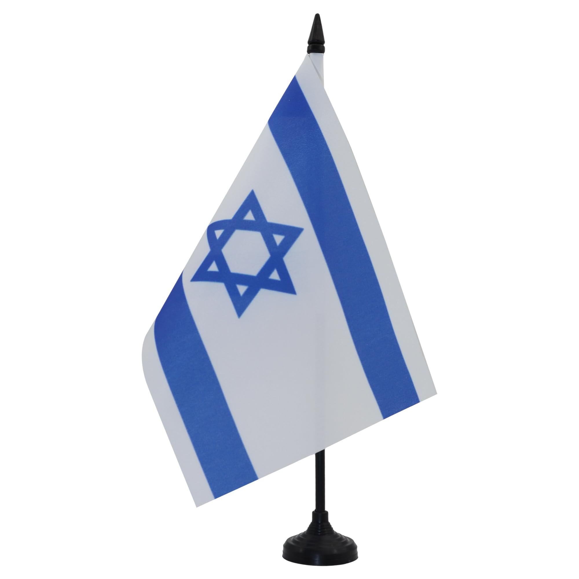 AZ FLAG Israel Table Flag 5'' x 8'' - Israeli Office Decoration 100% Polyester 21 x 14 cm - Mini Desk Flag with Pole and Black Plastic Base