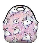 SeBeLi Neoprene Lunch Tote Bag - Insulated Waterproof Zipper for Picnic Women, Adults, Kids, Girls, Boys (Unicorn)