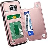 HianDier Galaxy S7 Edge Wallet Case, Galaxy S7 Edge Flip Folio Case with Card Holder Slim Soft PU Leather Protective Defender Magnetic Closure Cover for Samsung Galaxy S7 Edge, Rose Gold