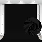 10 x 7 FT Black Backdrop Background for Photography, High Density Polyester Fabric Pure Black Photo Backdrop Curtain Screen C