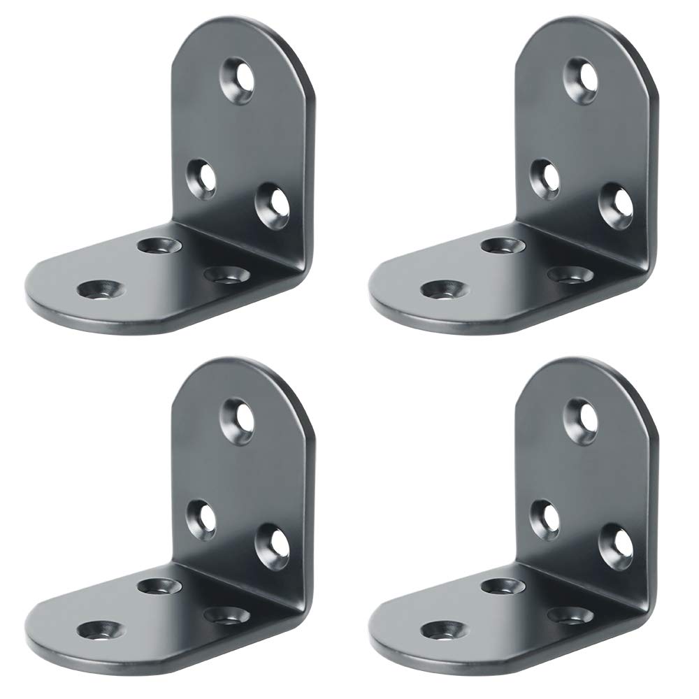Photo 1 of Alise 4Pcs Stainless Steel L Brackets for Shelves Black, Small Floating Shelf Brackets, 90 Degree Right Angle Bracket, Heavy Duty Metal L Bracket Corner Brackets for Wood Furniture (1.97X1.97 in)