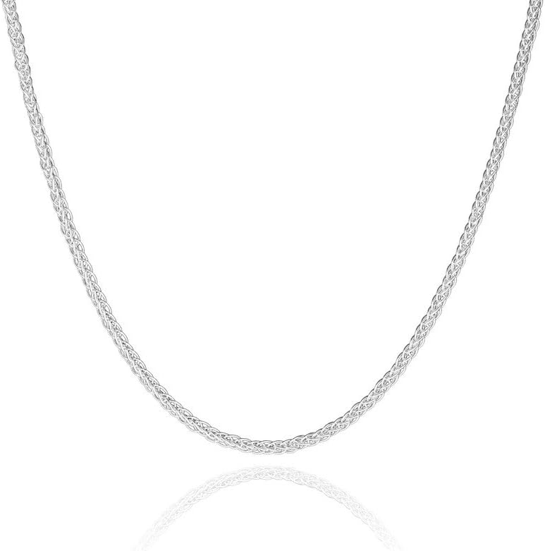 2mm solid sterling silver 925 stamped Italian SPIGA espiga wheat chain necklace chocker bracelet anklet with lobster claw clasp jewellery jewelry - 6 8 10 12 14 16 18 20 22 24 26 28 30 32 34 36 38 40"