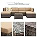 Wisteria Lane Outdoor Furniture Set, 7 PCS Patio Sectioanl Sofa All Weather Wicker Seating with Ottoman and Table, Grey