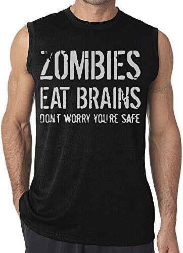 DianQ Zombies Eat Brains Vintage T-shirts Sleeveless Black XXL